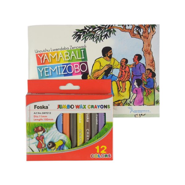 ISIXHOSA Bible stories and colouring book with 12 wax crayons