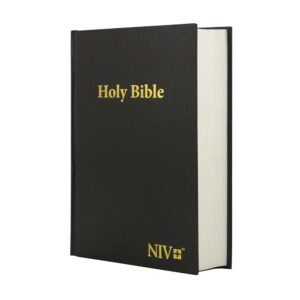 ENGLISH NIV complete Bible, medium size, black hardcover, ribbon marker, centre column reference, red letter edition