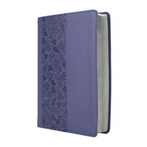 ENGLISH KJV complete Bible, large print edition, medium size, purple bonded leather cover, silver-edged, ribbon marker